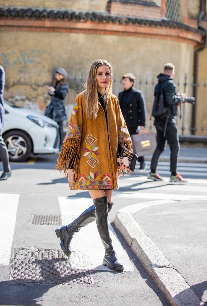 Olivia Palermo dans une veste en daim à franges – Christian Vierig via Getty Images